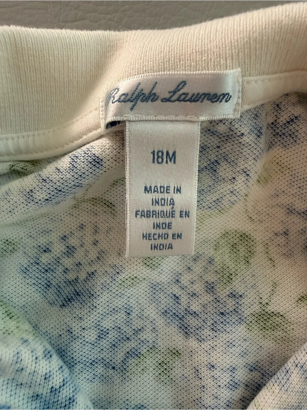 Ralph Lauren Baby Blue Hydrangea Polo Romper Dress 18M Garden Party Dress